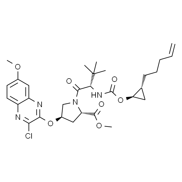 L-Proline, 3-methyl-N-[[[(1R,2R)-2-(4-penten-1-yl)cyclopropyl]oxy]carbonyl]-L-valyl-4-[(3-chloro-7-methoxy-2-quinoxalinyl)oxy]-,