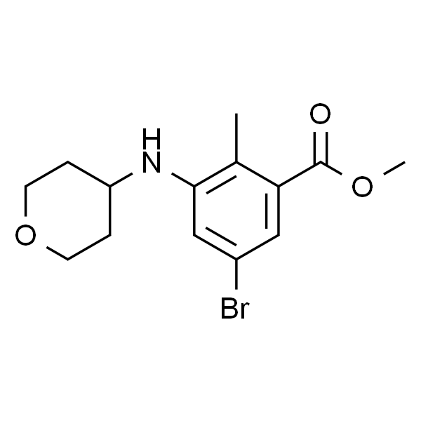 Benzoic acid, 5-bromo-2-methyl-3-[(tetrahydro-2H-pyran-4-yl)amino]-, methyl ester