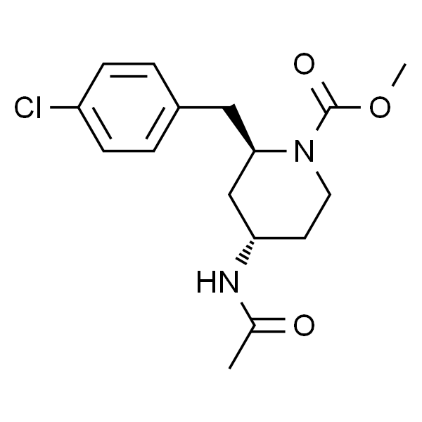 1-Piperidinecarboxylic acid, 4-(acetylamino)-2-[(4-chlorophenyl)methyl]-, methyl ester, trans- (9CI)